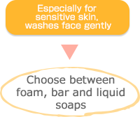 Especially for sensitive skin, washes face gently | Choose between foam, bar and liquid soaps