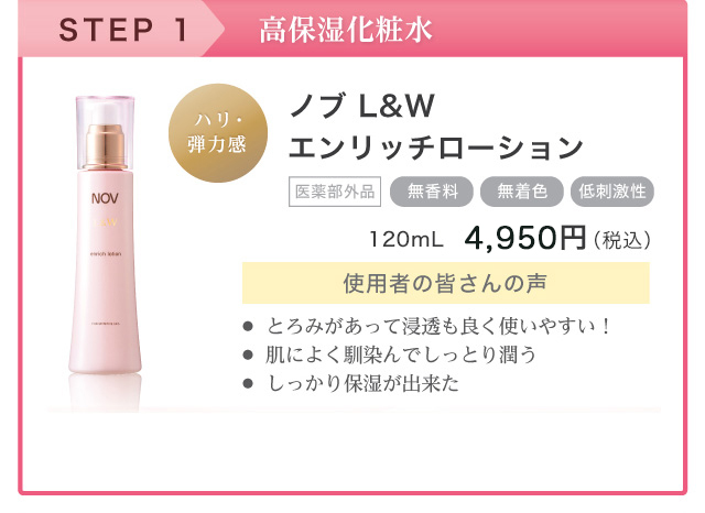 敏感肌用高保湿エイジングケアのノブ L＆W シリーズ