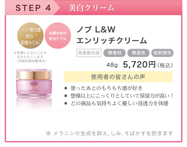 敏感肌用高保湿エイジングケアのノブ Ｌ＆Ｗ シリーズ ホワイトニングスティック| NOV